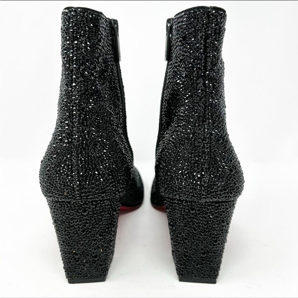 Christian Louboutin Aiglissima Strass Ankle Boots Black Block Heel Womens 10.5 - Picture 4 of 13